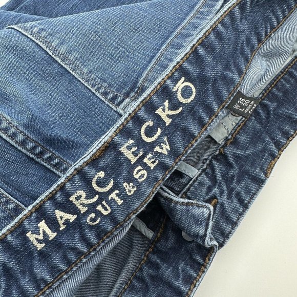 Marc Ecko Cut & Sew Mens Denim Bootcut Jeans Distressed Size 36 x 30 - Picture 2 of 7